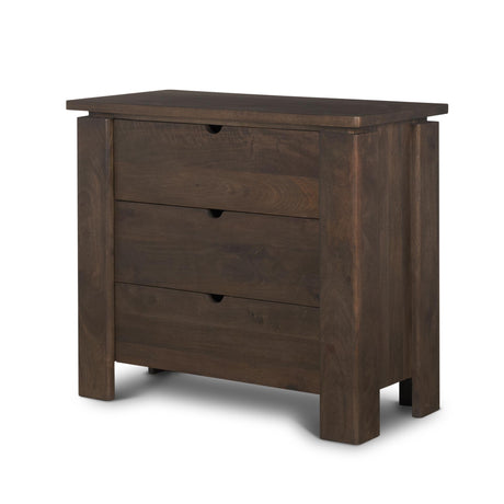 Mercana Wallen Solid Dark Brown Wood 3 Drawer Accent Cabinet