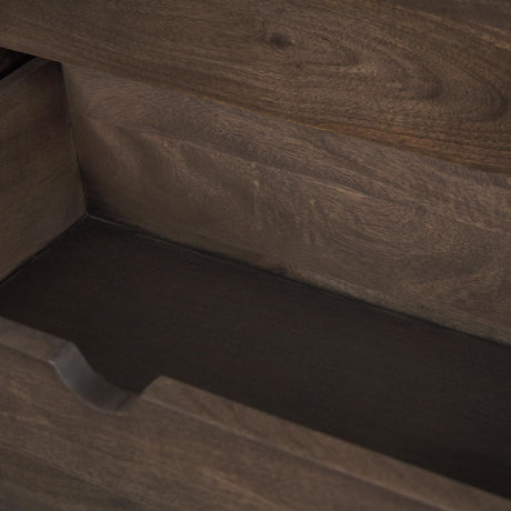 Mercana Wallen Solid Dark Brown Wood 3 Drawer Accent Cabinet