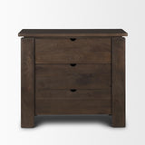 Mercana Wallen Solid Dark Brown Wood 3 Drawer Accent Cabinet