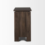 Mercana Wallen Solid Dark Brown Wood 3 Drawer Accent Cabinet