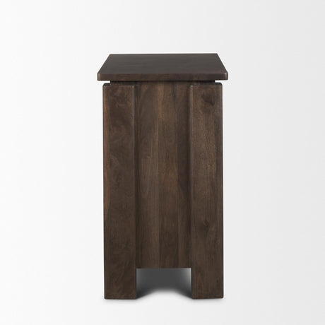 Mercana Wallen Solid Dark Brown Wood 3 Drawer Accent Cabinet