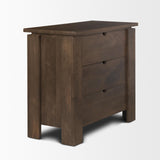 Mercana Wallen Solid Dark Brown Wood 3 Drawer Accent Cabinet