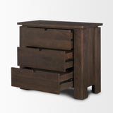 Mercana Wallen Solid Dark Brown Wood 3 Drawer Accent Cabinet