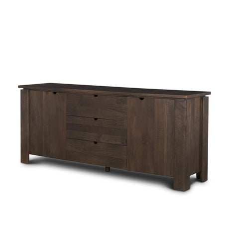 Mercana Wallen 2 Door Solid Dark Brown Wood w/ 3 Drawers Sideboard