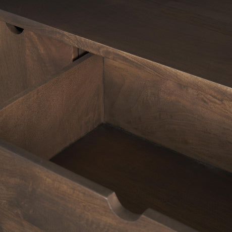 Mercana Wallen 2 Door Solid Dark Brown Wood w/ 3 Drawers Sideboard