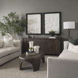 Mercana Wallen 2 Door Solid Dark Brown Wood w/ 3 Drawers Sideboard