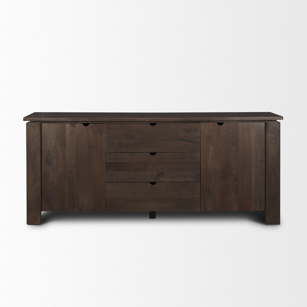 Mercana Wallen 2 Door Solid Dark Brown Wood w/ 3 Drawers Sideboard