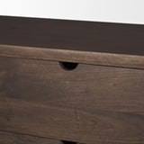 Mercana Wallen 2 Door Solid Dark Brown Wood w/ 3 Drawers Sideboard