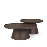 Mercana Takoda Dark Brown Wood Tapered Drum Nesting Coffee Tables