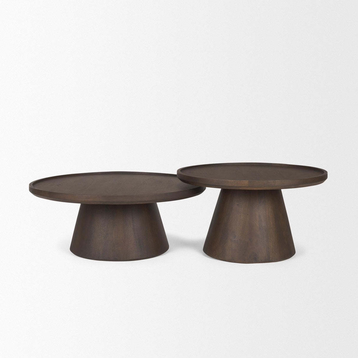 Mercana Takoda Dark Brown Wood Tapered Drum Nesting Coffee Tables