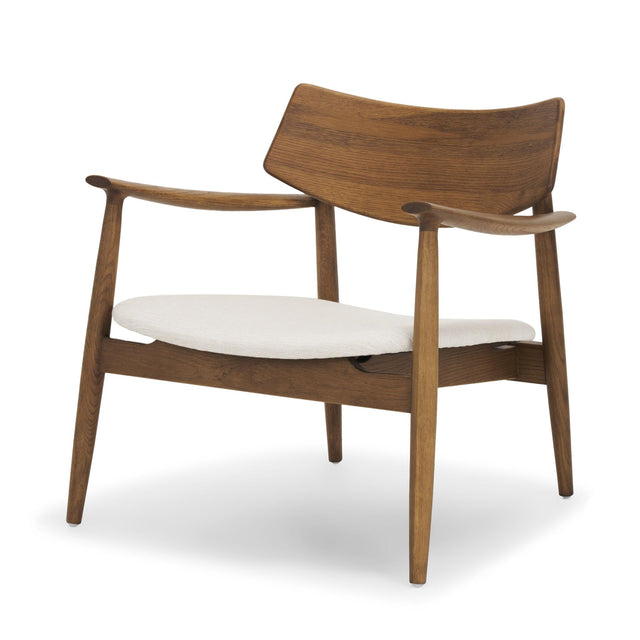 Mercana Haggen Medium Brown Oak Wood w/ Cream Fabric Accent Chair