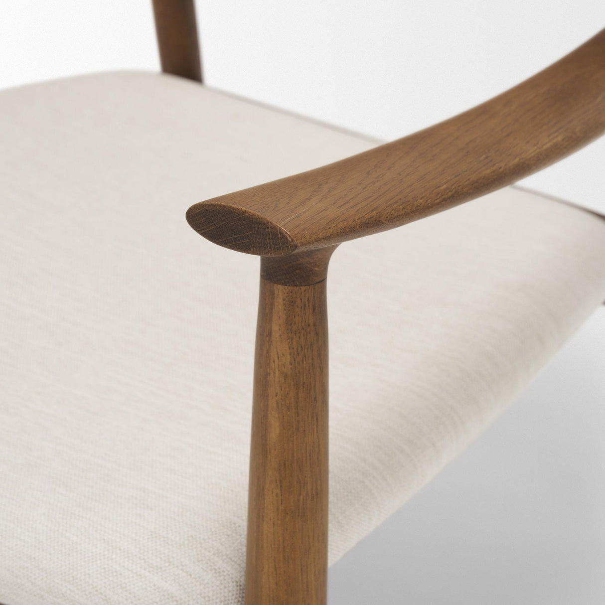 Mercana Haggen Medium Brown Oak Wood w/ Cream Fabric Accent Chair