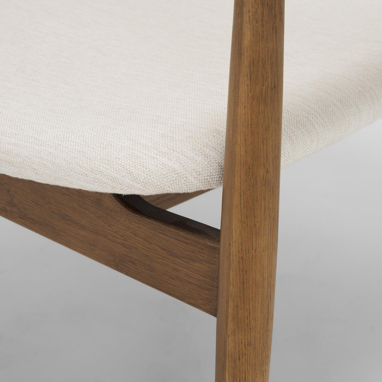 Mercana Haggen Medium Brown Oak Wood w/ Cream Fabric Accent Chair