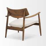 Mercana Haggen Medium Brown Oak Wood w/ Cream Fabric Accent Chair