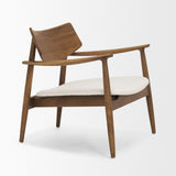 Mercana Haggen Medium Brown Oak Wood w/ Cream Fabric Accent Chair