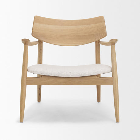 Mercana Haggen Light Brown Oak Wood w/ Cream Fabric Accent Chair