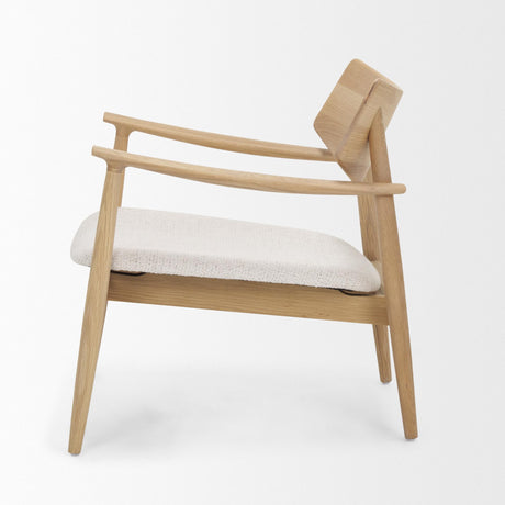 Mercana Haggen Light Brown Oak Wood w/ Cream Fabric Accent Chair