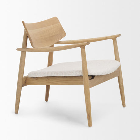 Mercana Haggen Light Brown Oak Wood w/ Cream Fabric Accent Chair