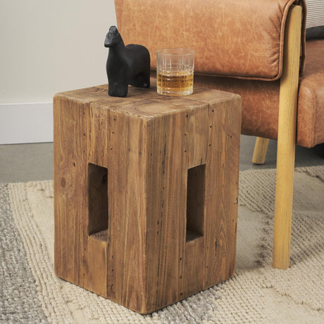 Mercana Waylen Natural Wood Block Accent Stool