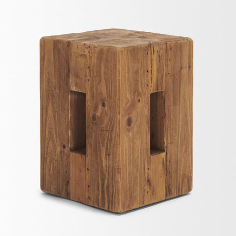 Mercana Waylen Natural Wood Block Accent Stool