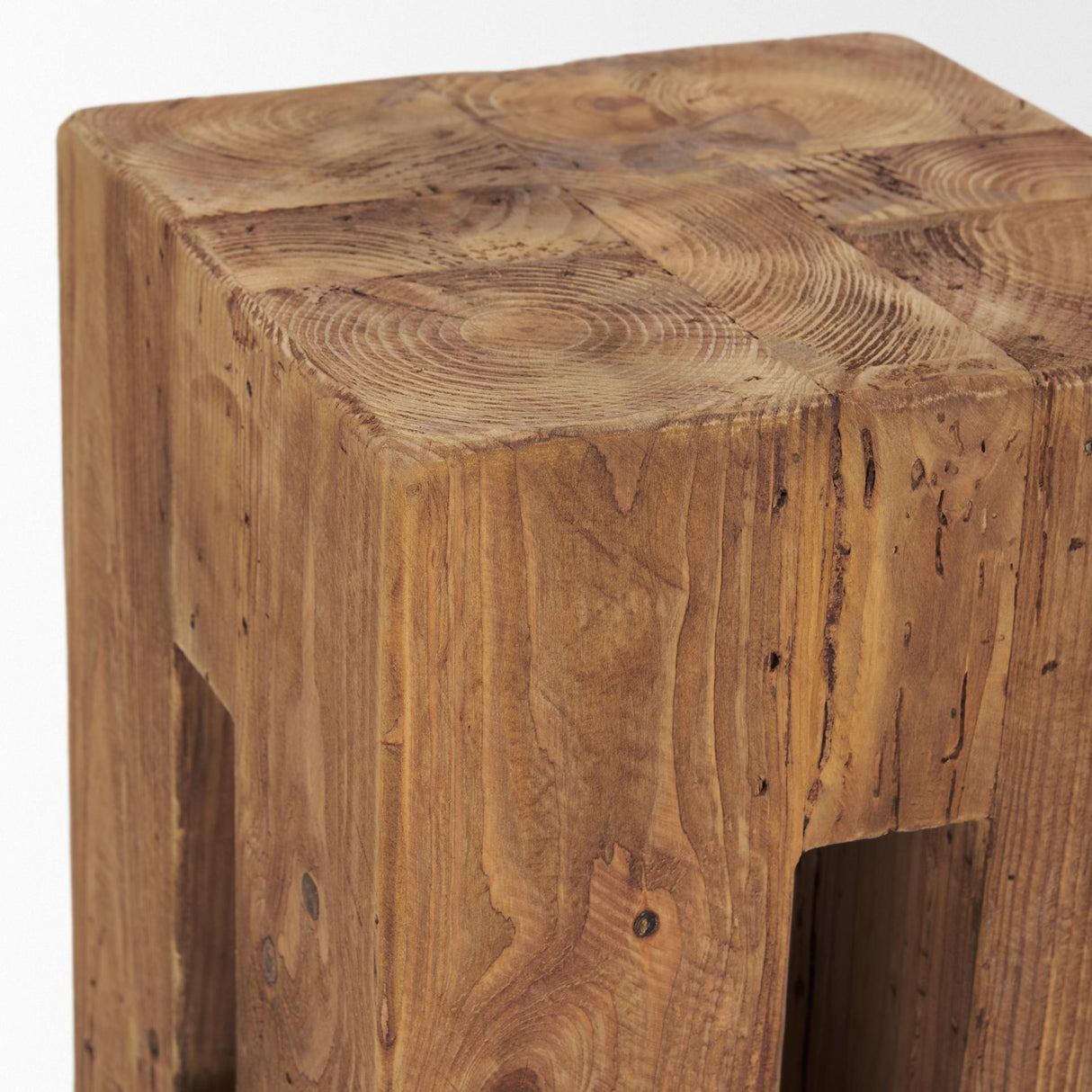 Mercana Waylen Natural Wood Block Accent Stool