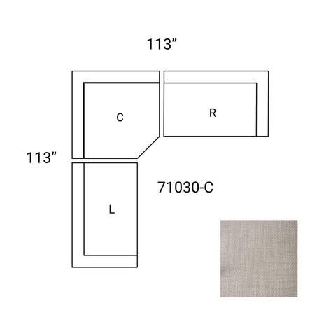 Mercana Warner Gray 3 Piece Sofa Set w/Corner Piece