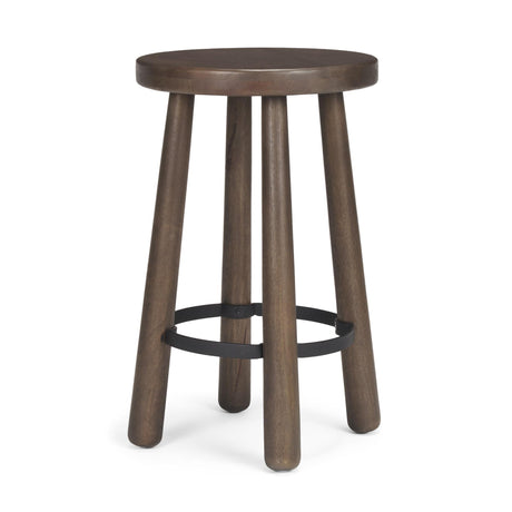 Mercana Weldon Dark Brown Wood w/ Matte Black Metal Counter Stool