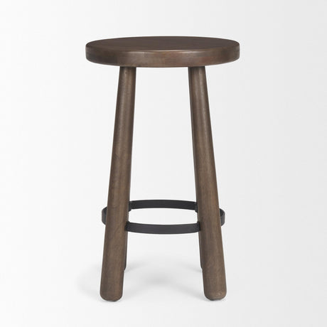 Mercana Weldon Dark Brown Wood w/ Matte Black Metal Counter Stool