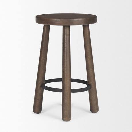 Mercana Weldon Dark Brown Wood w/ Matte Black Metal Counter Stool