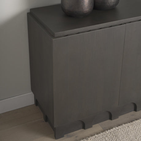 Mercana Wagner Dark Brown Wood w/ Arched Design Accent Cabinet