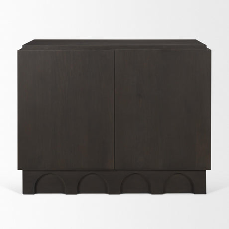Mercana Wagner Dark Brown Wood w/ Arched Design Accent Cabinet