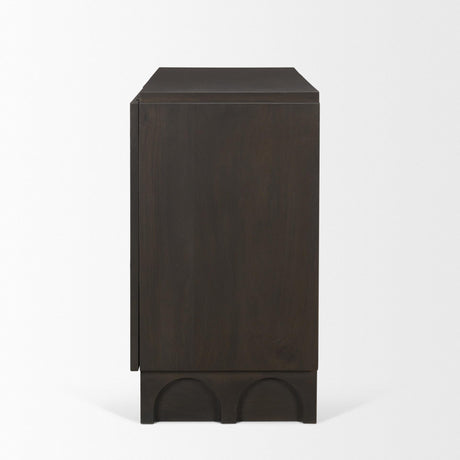Mercana Wagner Dark Brown Wood w/ Arched Design Accent Cabinet