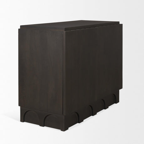 Mercana Wagner Dark Brown Wood w/ Arched Design Accent Cabinet