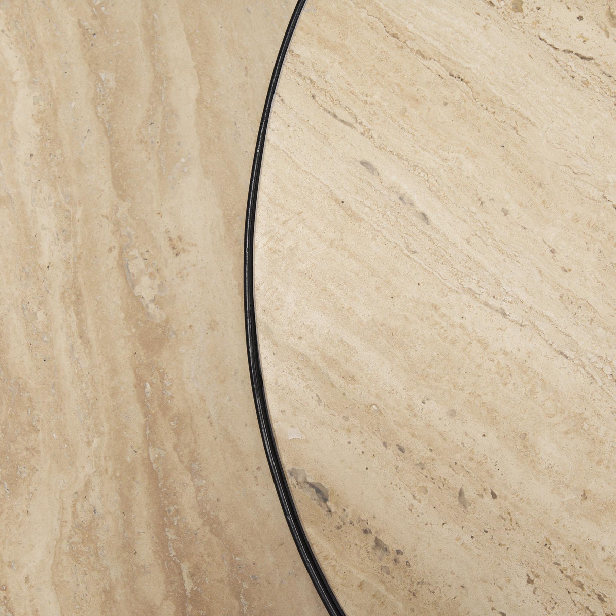 Mercana Wade Travertine Marble w/ Matte Black Metal Coffee Tables