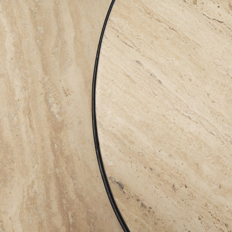 Mercana Wade Travertine Marble w/ Matte Black Metal Coffee Tables