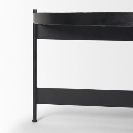 Mercana Wade Travertine Marble w/ Matte Black Metal Coffee Tables