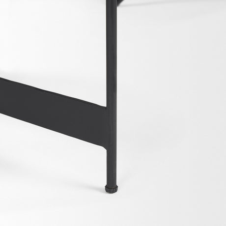 Mercana Wade Travertine Marble w/ Matte Black Metal Coffee Tables