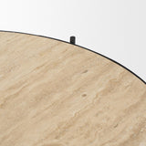 Mercana Wade Travertine Marble w/ Matte Black Metal Coffee Tables