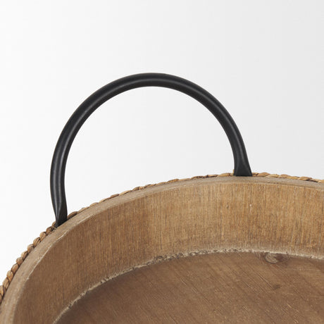 Mercana Wheaton Light Brown Wood w/ Natural Jute Serving Trays