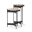 Mercana Wade Travertine Marble w/ Matte Black Metal End Tables