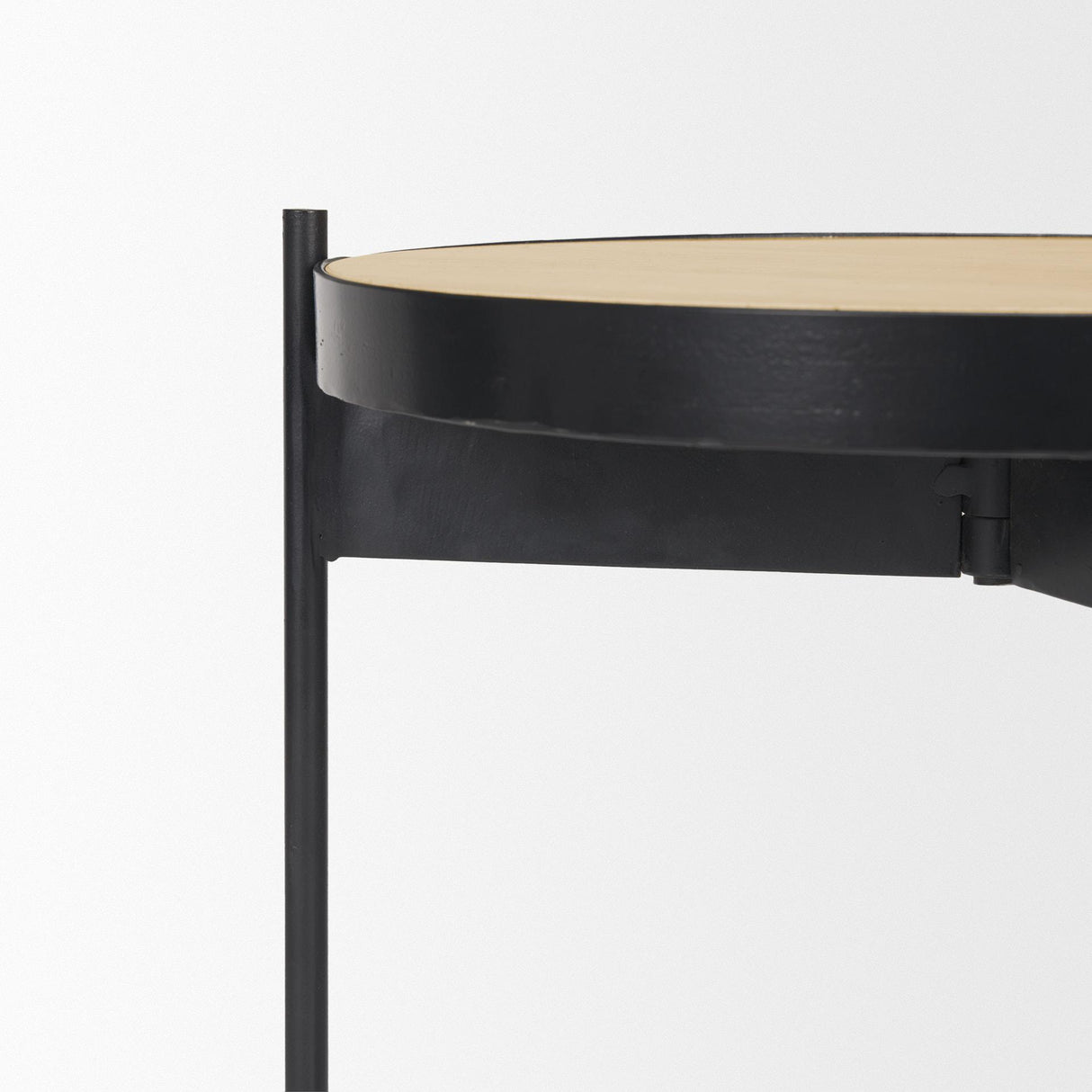 Mercana Wade Travertine Marble w/ Matte Black Metal End Tables