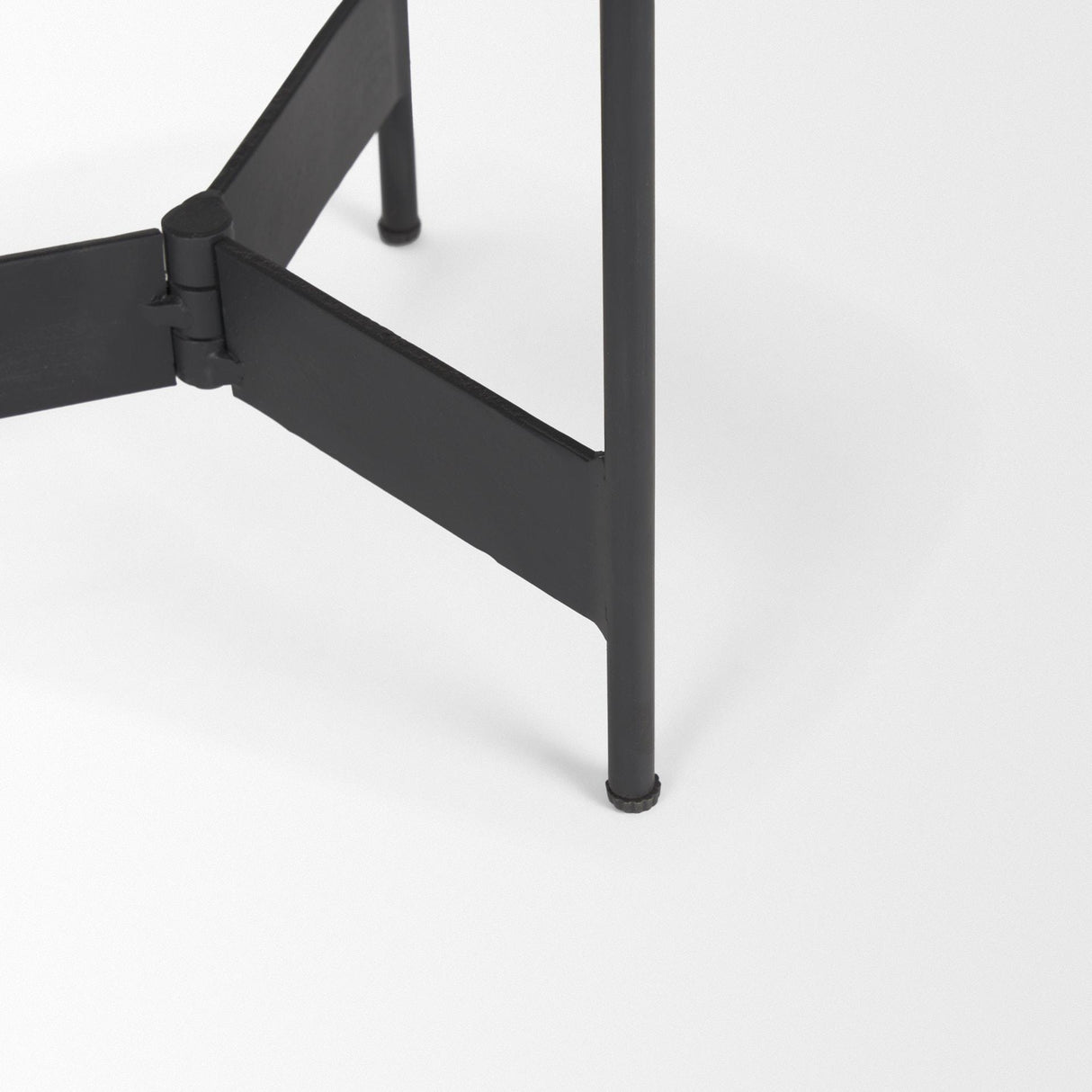 Mercana Wade Travertine Marble w/ Matte Black Metal End Tables