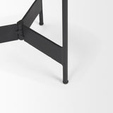Mercana Wade Travertine Marble w/ Matte Black Metal End Tables