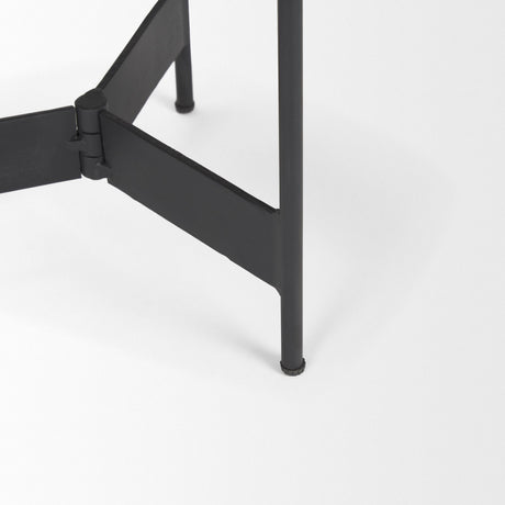 Mercana Wade Travertine Marble w/ Matte Black Metal End Tables