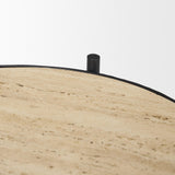 Mercana Wade Travertine Marble w/ Matte Black Metal End Tables