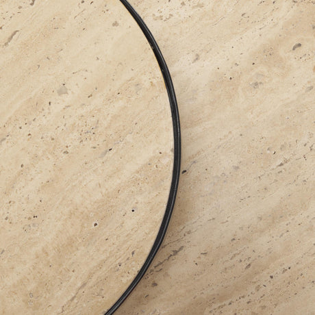 Mercana Wade Travertine Marble w/ Matte Black Metal End Tables