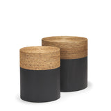 Mercana Wenopa Matte Black Wood w/ Natural Jute Accent Tables