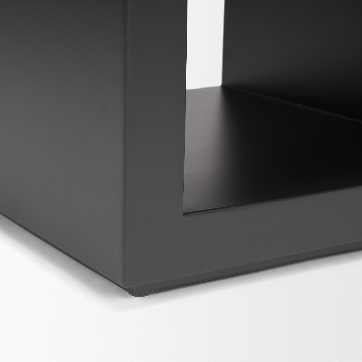 Mercana Vondra Matte Black Metal w/ Open Shelves Side table