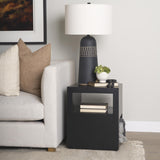 Mercana Vondra Matte Black Metal w/ Open Shelves Side table