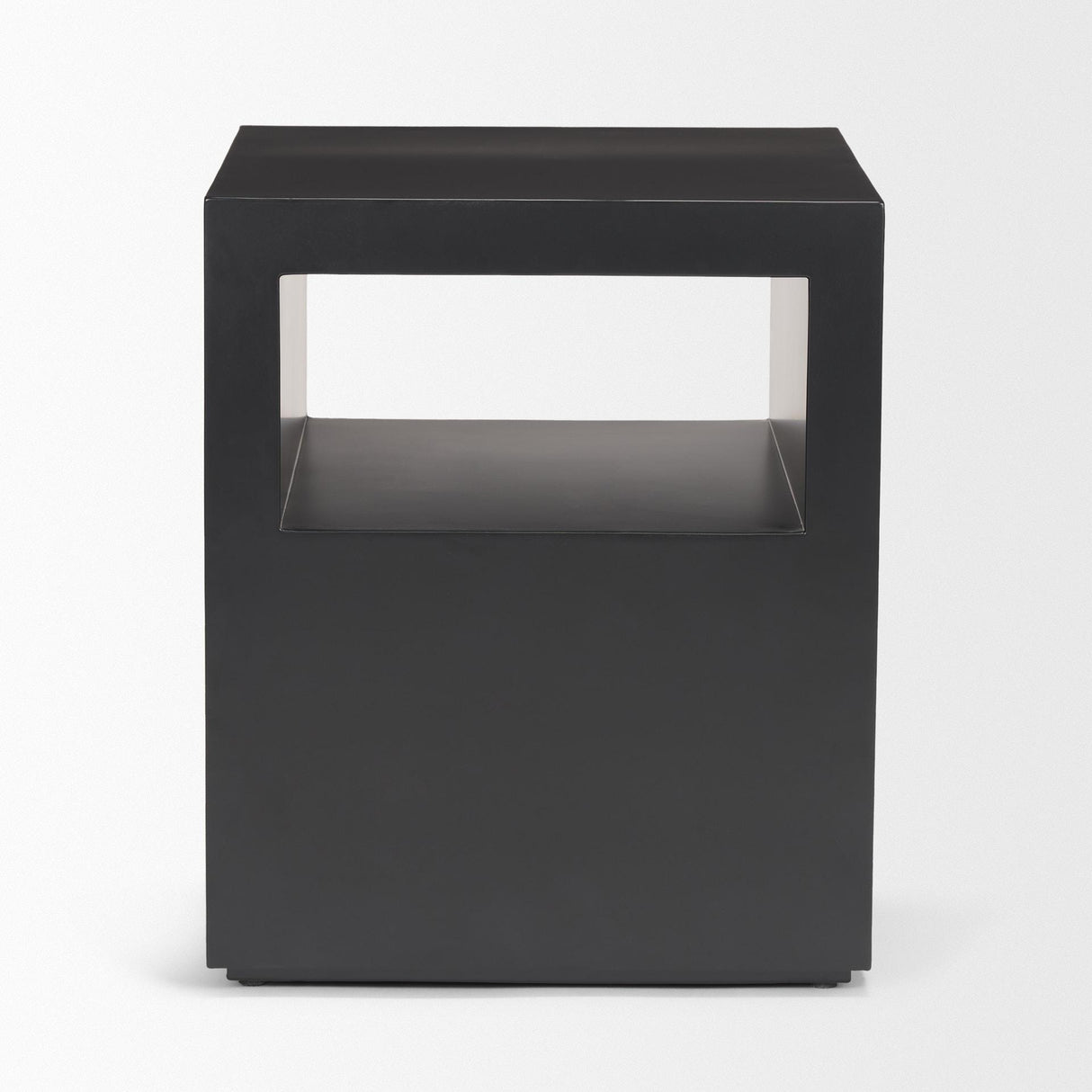Mercana Vondra Matte Black Metal w/ Open Shelves Side table